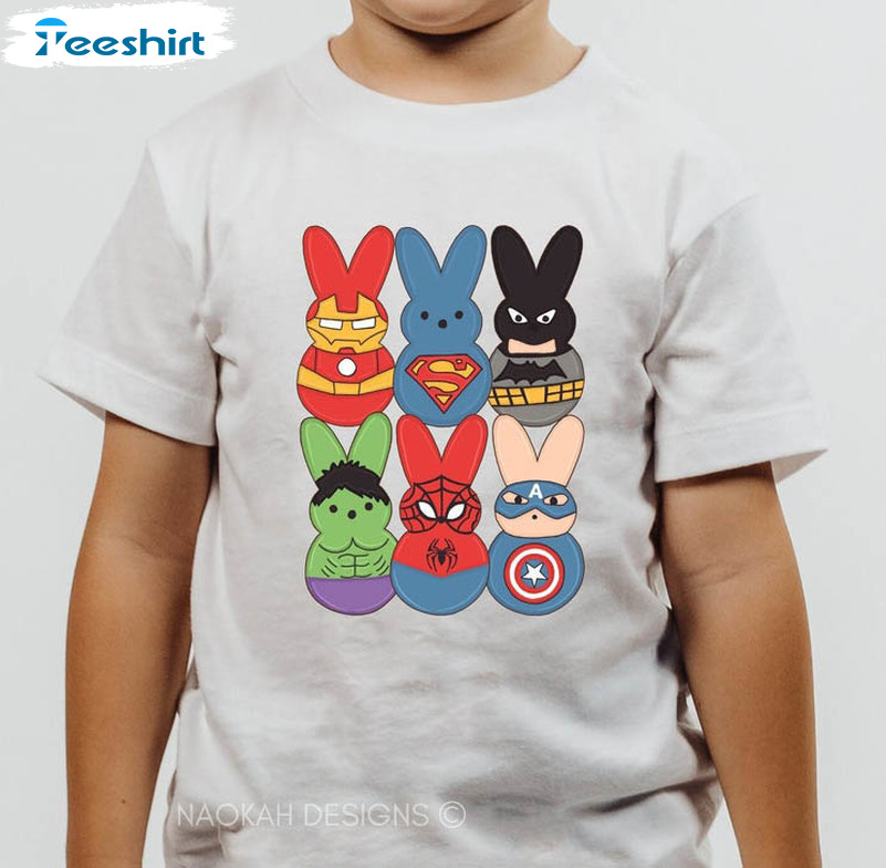 Easter Superheroes Peeps Shirt, Disney Bunny Long Sleeve Unisex Hoodie