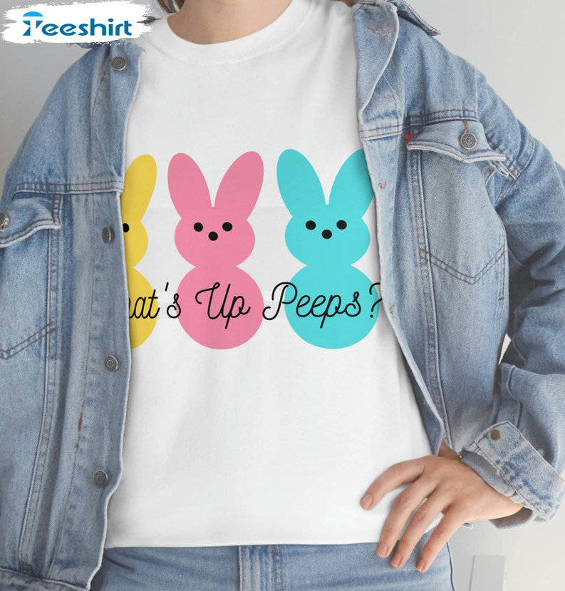 What's Up Peeps Shirt, Cute Easter Long Sleeve Unisex Hoodie