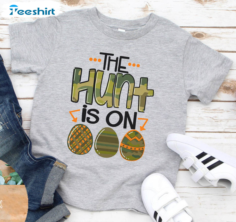 The Hunt Is On Easter Shirt, Easter Day Funny Long Sleeve Unisex Hoodie