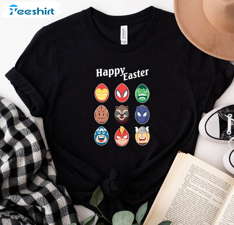 Happy Easter Marvel Avengers Shirt, Easter Eggs Unisex Hoodie Long Sleeve