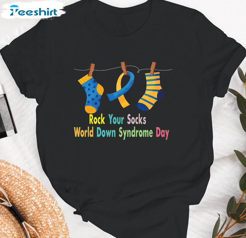 Rock Your Socks World Down Syndrome Day Shirt, Trendy Long Sleeve Unisex T-shirt