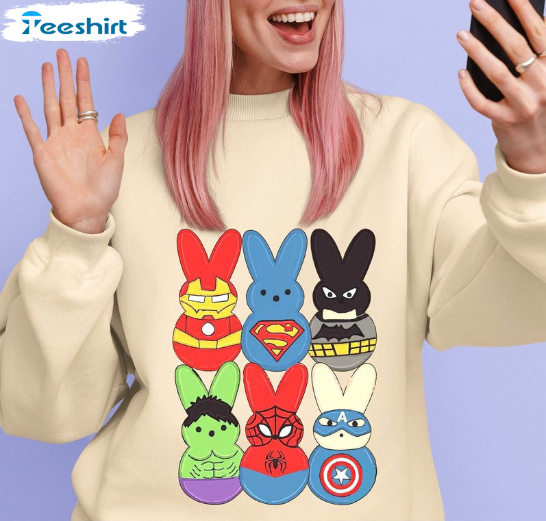 Easter Peeps Superheroes Shirt, Funny Movies Character Bunny Vengers Long Sleeve Sweatshirt