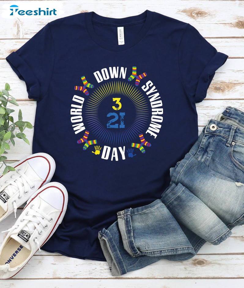 World Down Syndrome Socks Shirt, Trendy Long Sleeve Sweater