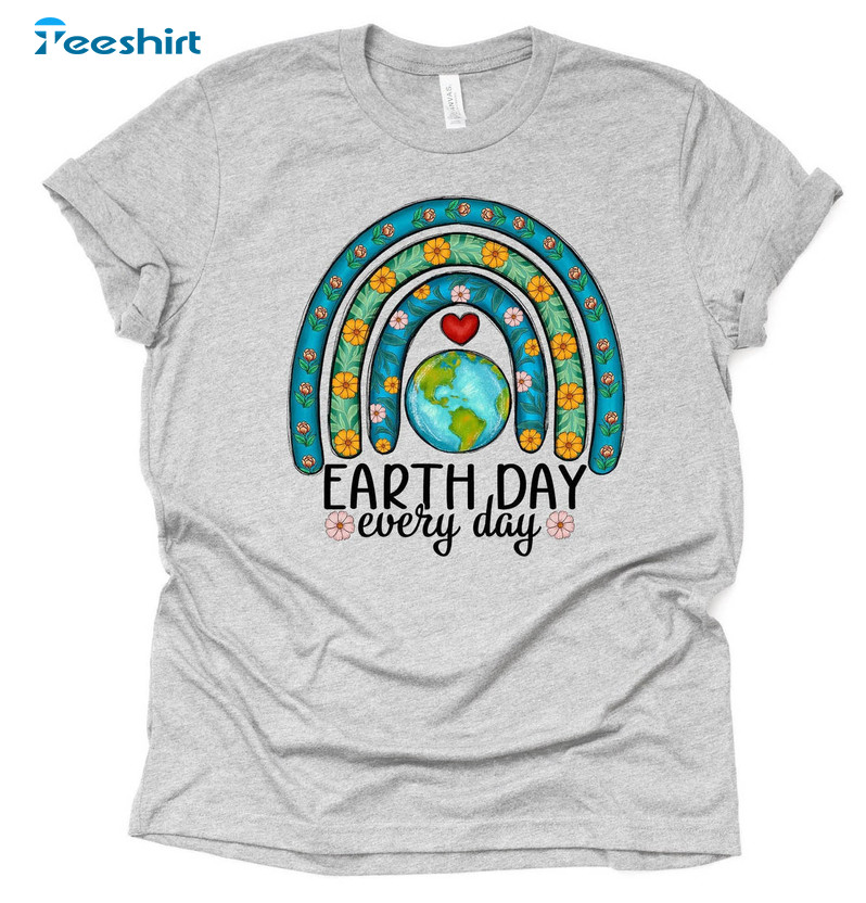 Earth Day Every Day Rainbow Shirt, Earth Day Vintage Sweatshirt Long Sleeve