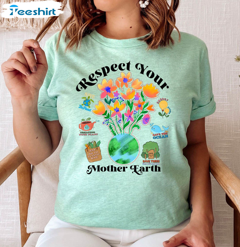 Respect Your Mother Earth Cute Shirt, Vintage Earth Day Long Sleeve Unisex T-shirt