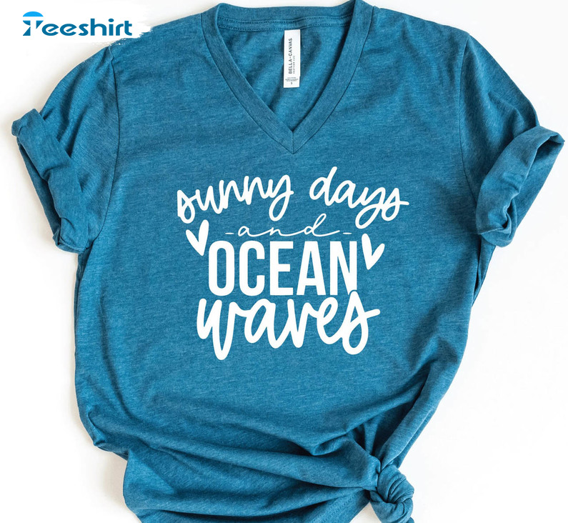 Sunny Days And Ocean Waves Funny Shirt, Summer Lover Unisex Hoodie Long Sleeve