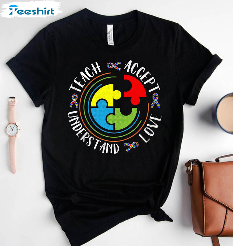 Autism Awareness Vintage Shirt, Teach Accept Understand Love Unisex Hoodie Hoodie