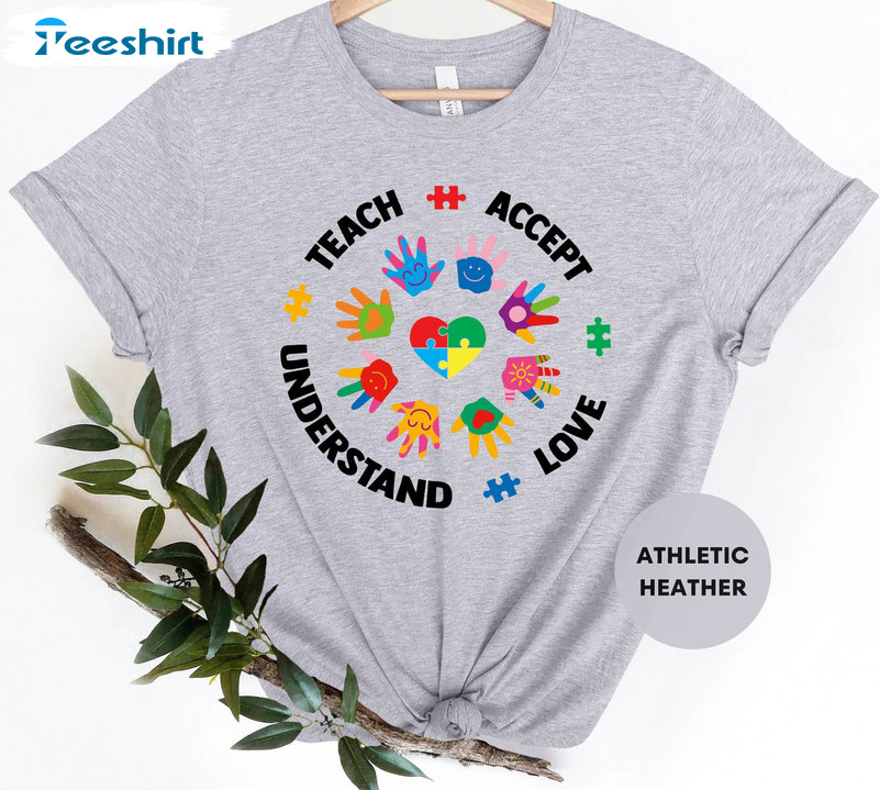 Autism Awareness Vintage Shirt, Teach Accept Understand Love Long Sleeve Unisex T-shirt