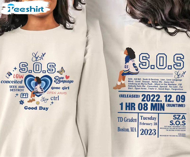 Sza S O S Tour 2023 Trendy Shirt, Sza Sos Full Tracklist Tee Tops Unisex Hoodie