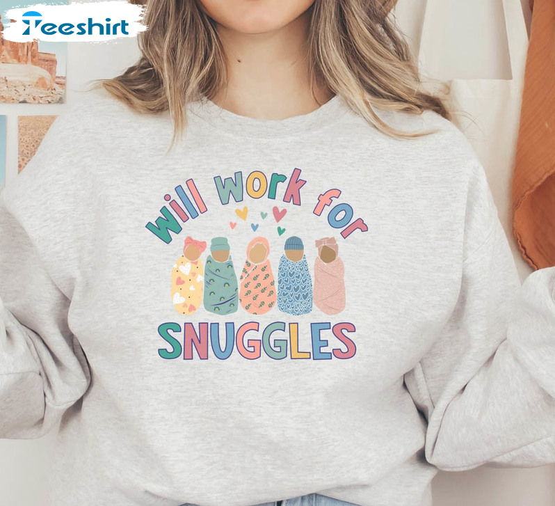 Nicu Nurse Sweatshirt, Vintage Will Work For Snuggles Unisex Hoodie Long Sleeve