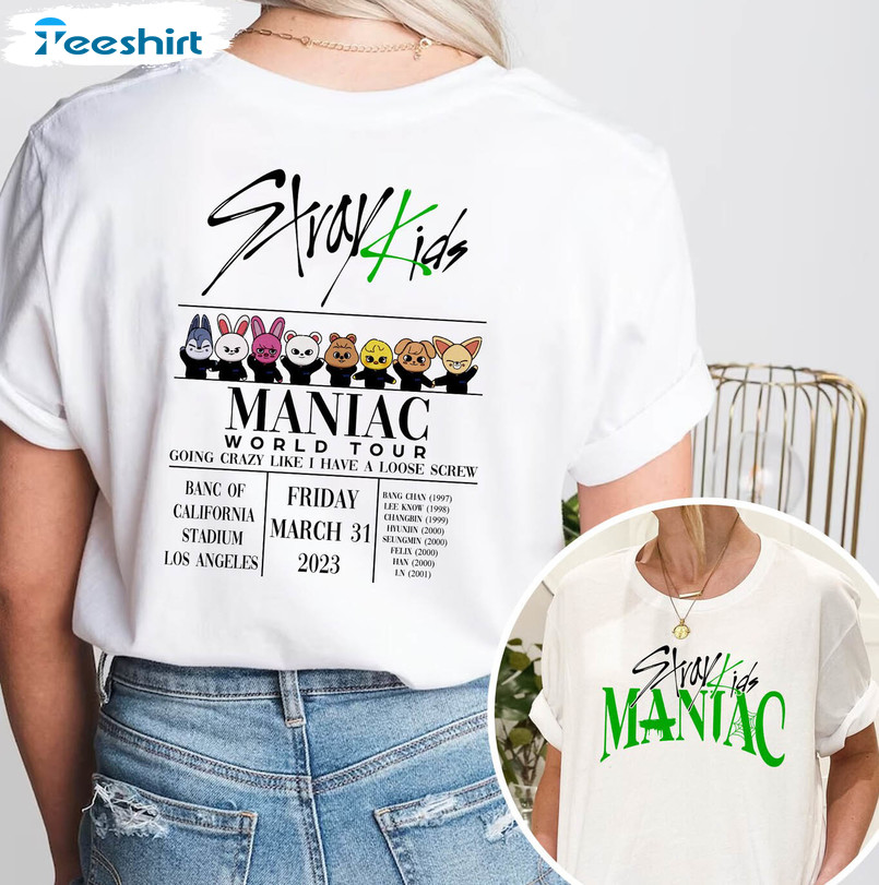 Stray Kids Maniac Tour Trendy Shirt, Maniac World Tour Unisex Hoodie Tee Tops