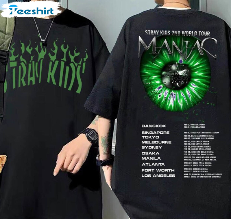 Stray Kids World Tour 2023 Trendy Shirt, Maniac Tour Tee Tops Unisex Hoodie