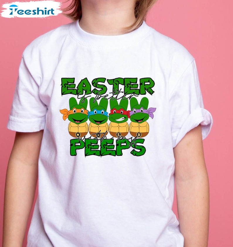 Easter Turtle Shirt, Easter Is Better With My Peeps Superhero Unisex Hoodie Long Sleeve