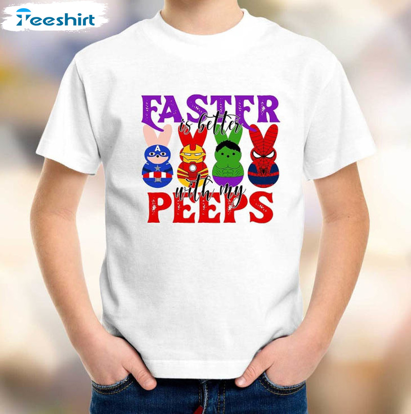 Easter Is Better With My Peeps Trendy Shirt, Superheroes Bunny Long Sleeve Unisex Hoodie