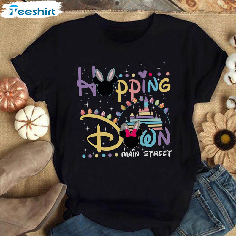 Hoppin Down Main Street Disney Funny Shirt, Disney Easter Long Sleeve Sweater