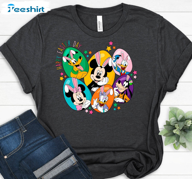 Disney Happy Easter Day Shirt, Funny Mickey Mouse And Friends Short Sleeve Tee Tops