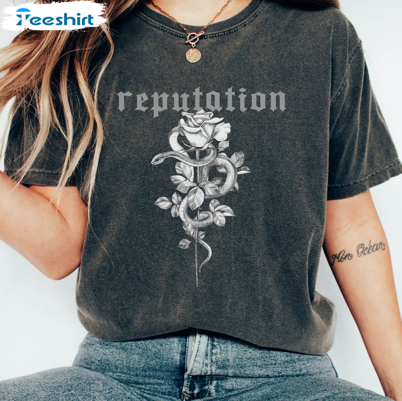 Reputation Snake Funny Shirt, Reputation Snake Floral Crewneck Unisex T-shirt