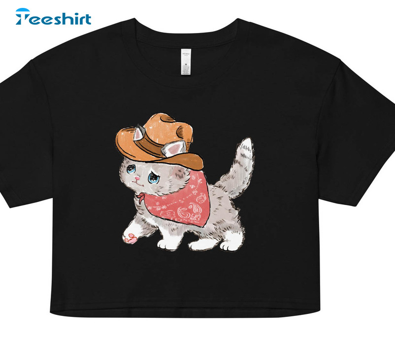 Sad Cowboy Cute Cat Sweatshirt, Short Sleeve