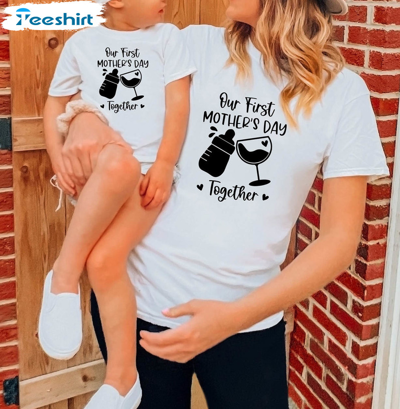 Our First Mothers Day Shirt, Matching Funny Tee Tops Long Sleeve