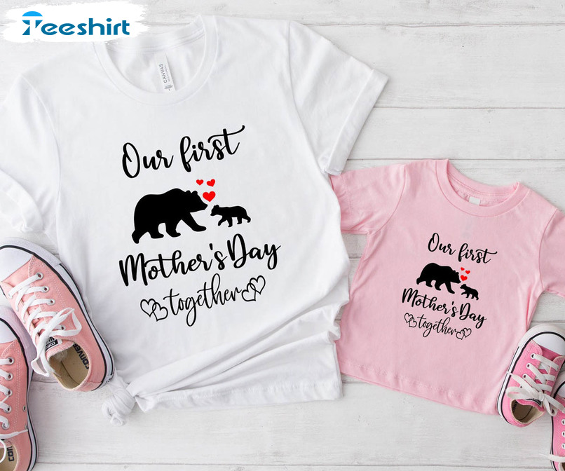 Our First Mothers Day Shirt, Matching Mommy And Baby Cute Long Sleeve Unisex Hoodie