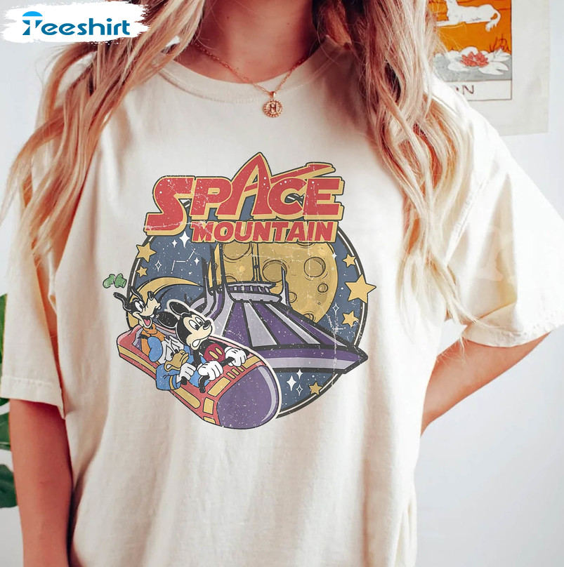 Retro Space Mountain Shirt, Walt Disney World Tee Tops Short Sleeve