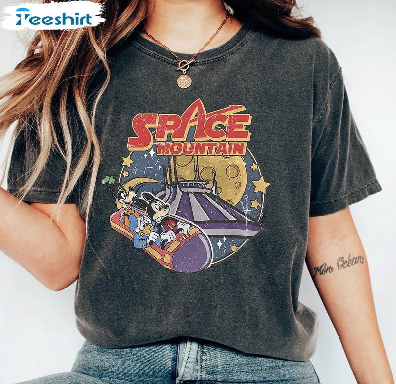 Retro Space Mountain Shirt, Walt Disney World Tee Tops Short Sleeve