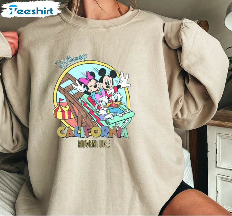Disney California Adventure Funny Shirt, Mickey Minnie Short Sleeve Sweater