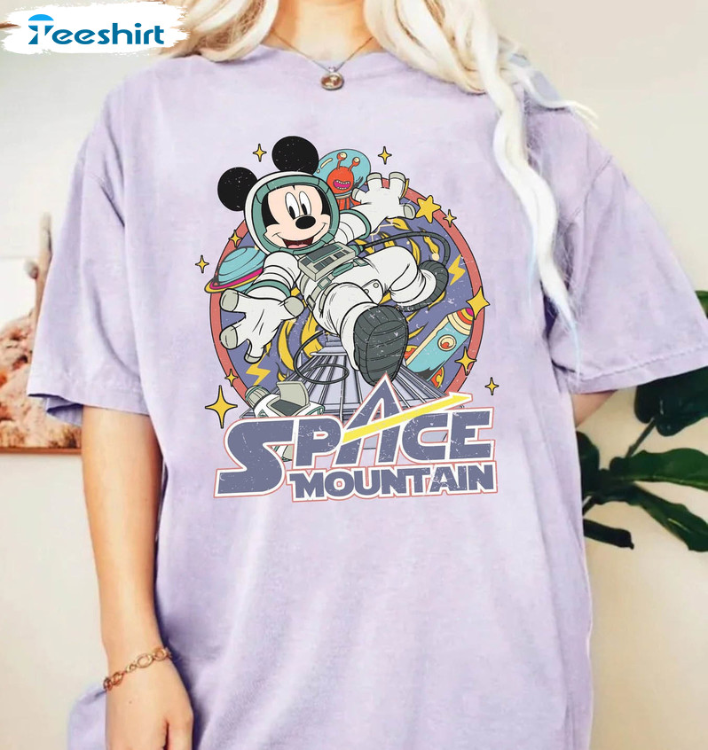 Vintage Space Mountain Shirt, Mickey Funny Tee Tops Short Sleeve