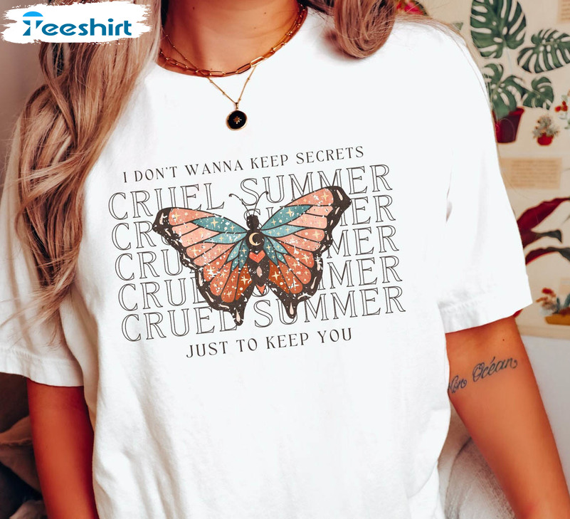 Cruel Summer Butterfly Shirt, Eras Tour Tee Tops Long Sleeve