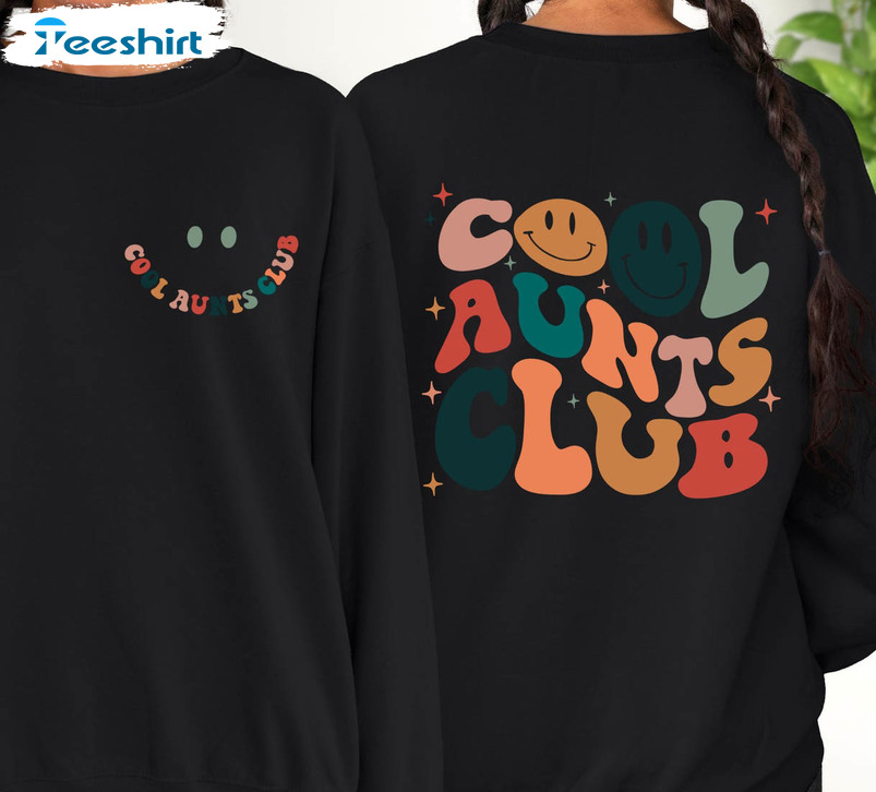 Cool Aunts Club Cute Shirt, Smile Face Auntie Crewneck Short Sleeve