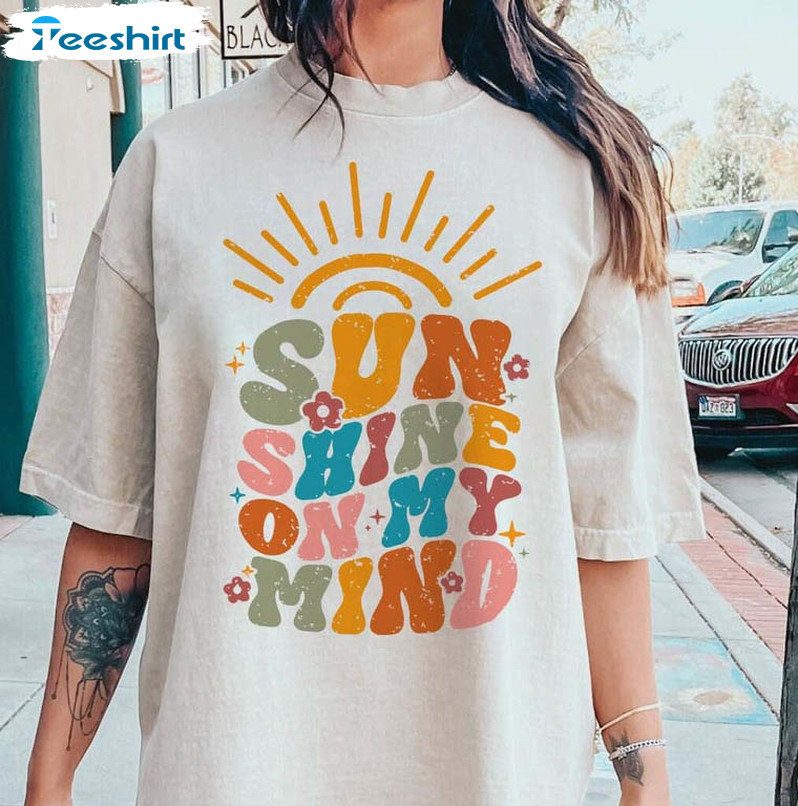 Sunshine On My Mind Cute Shirt, Retro Preppy Summer Crewneck Unisex Hoodie