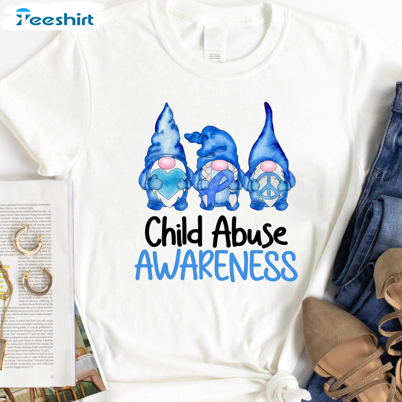 Gnomes Child Abuse Awareness Shirt, Stand Up To Child Abuse Crewneck Unisex T-shirt