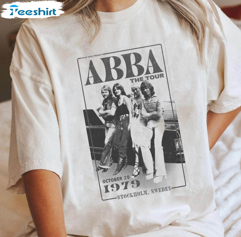 Abba The Tour Shirt, Vintage Abba 1979 Tour Short Sleeve Sweatshirt