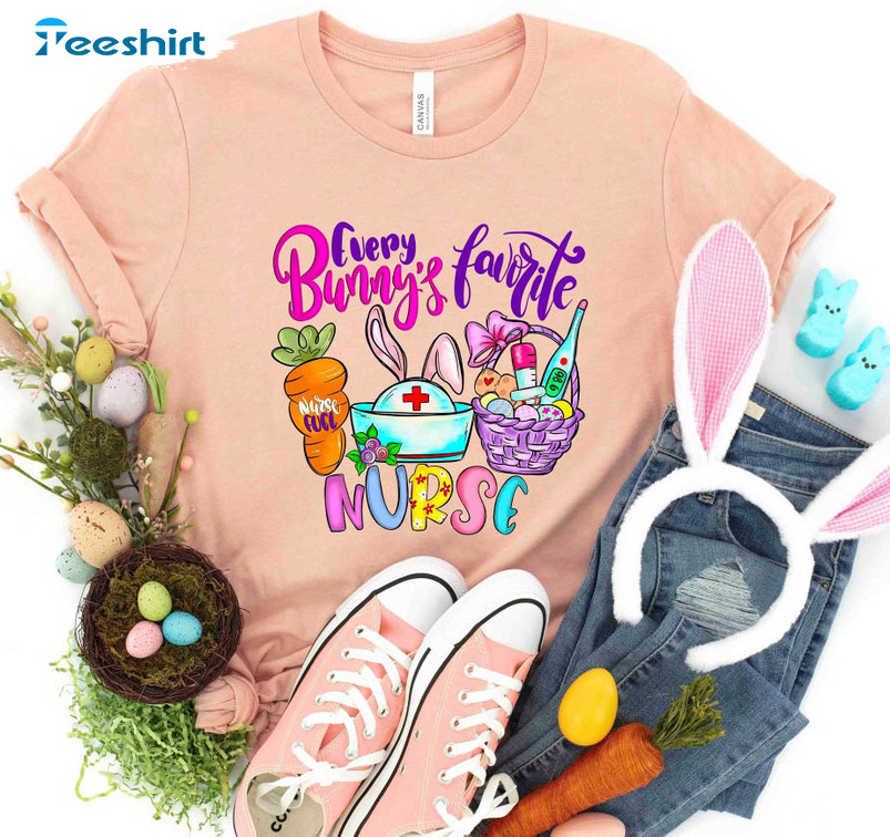 Every Bunny's Favorite Nurse Shirt, Cute Easter Peeps Unisex Hoodie Crewneck