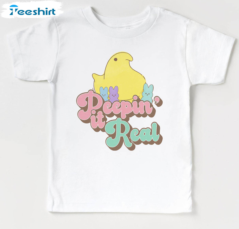 Peepin' It Real Shirt, Retro Natural Easter Sweatshirt Short Sleeve