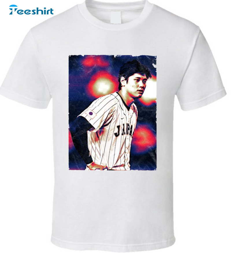 Shohei Ohtani Shirt, Grunge Look Crewneck Short Sleeve