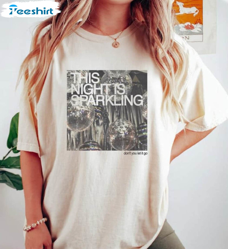 This Night Is Sparkling Shirt, Bejeweled Tee Tops Short Sleeve