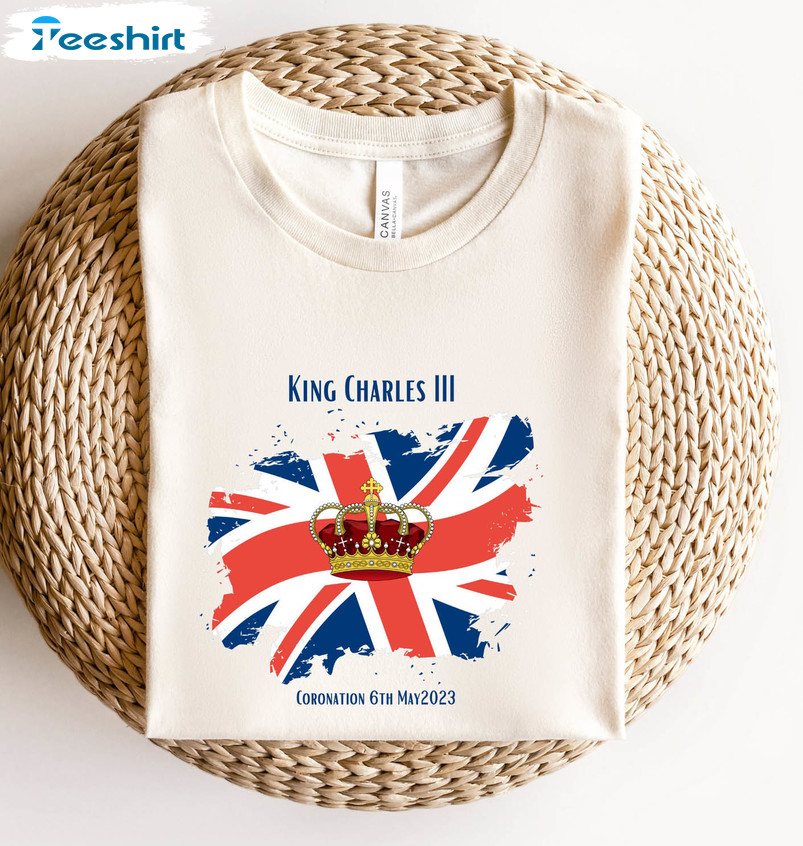 King Charles III Coronation Shirt, 2023 British Flag Crewneck Unisex Hoodie