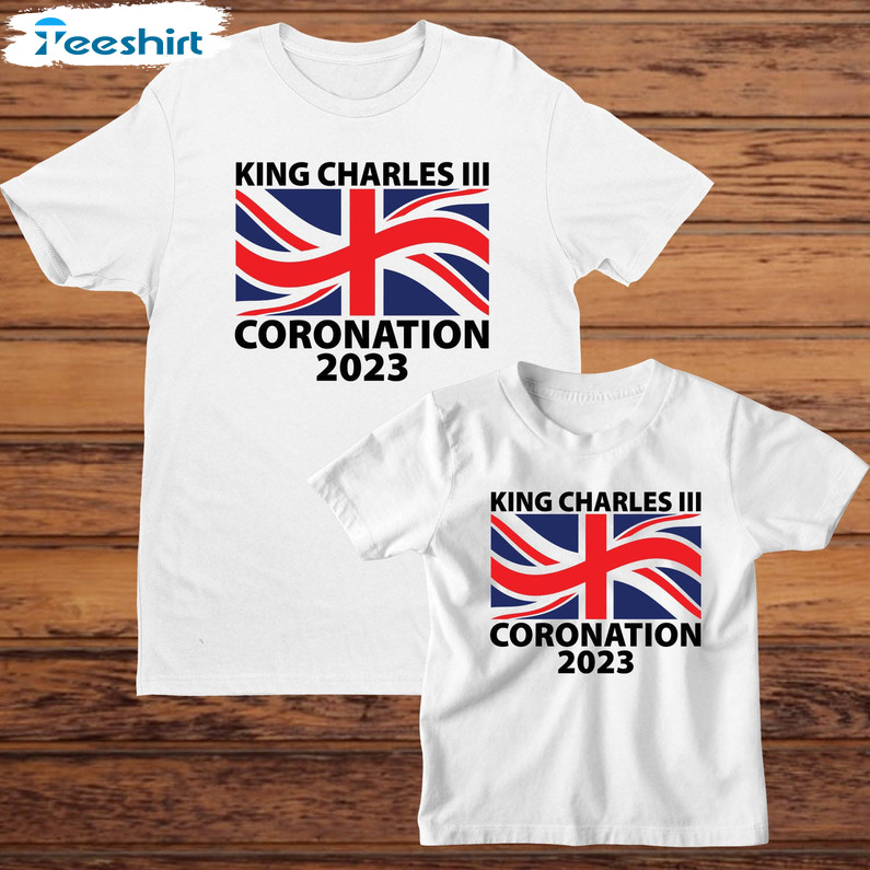 Union Flag King Charles Iii Coronation Shirt, Trendy Sweater Short Sleeve