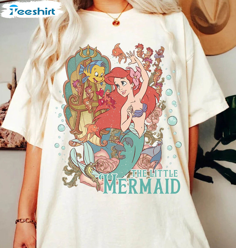 Vintage Little Mermaid Shirt, Funny Unisex T-shirt Short Sleeve