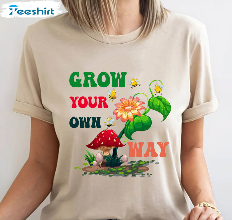 Grow Your Own Way Mushroom Shirt, Vintage Unisex T-shirt Short Sleeve