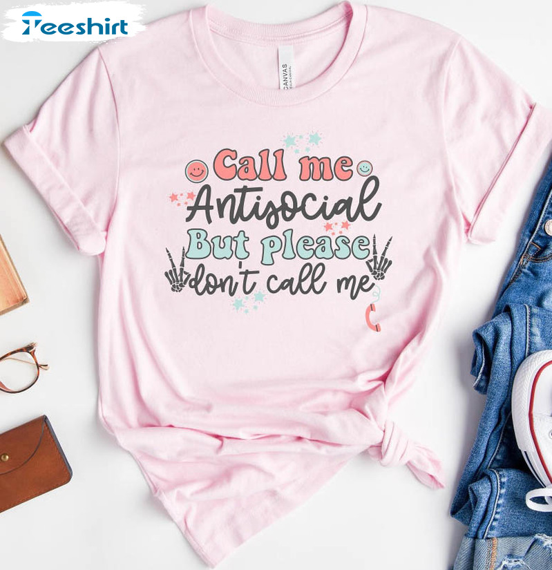 Vintage Call Me Antisocial But Please Don't Call Me Shirt, Funny Cowhide Unisex Hoodie Long Sleeve