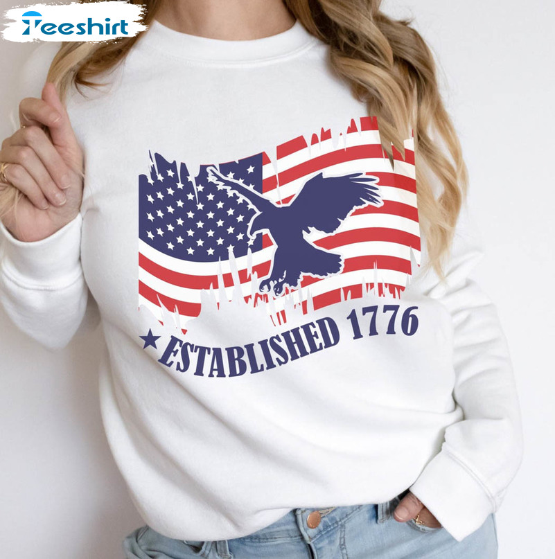 American Flag Sweatshirt, Patriotic Long Sleeve Sweatshirt