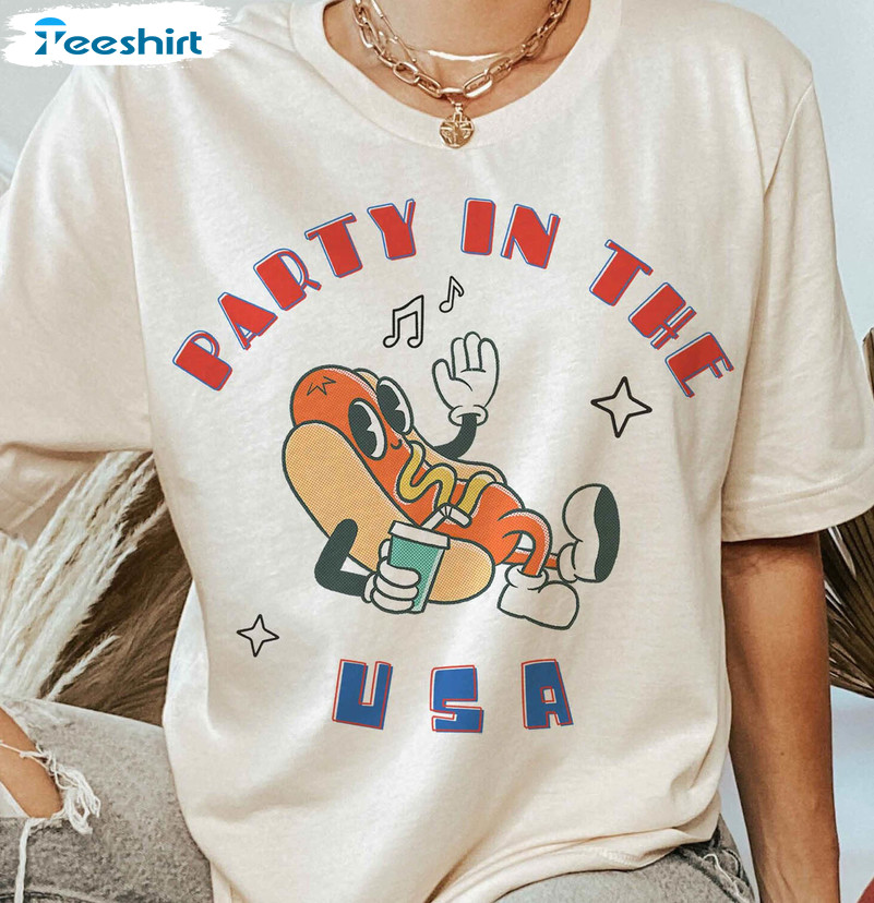 Party In The Usa Shirt, Retro Patriotic Crewneck Unisex T-shirt