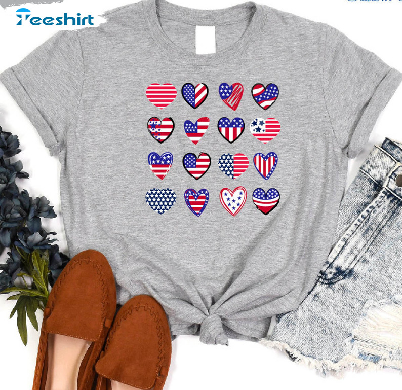 Usa Flag Heart Shirt, Patriotic Sweater Unisex T-shirt