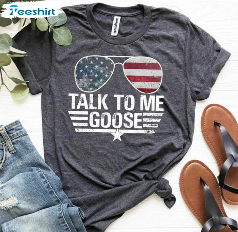 Talk To Me Goose Sunglasses Shirt, Fourth Of July Long Sleeve Unisex Hoodie