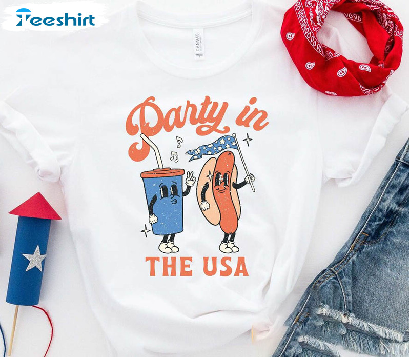 Party In The Usa Cute Shirt, Funny American Patriotic Long Sleeve Crewneck