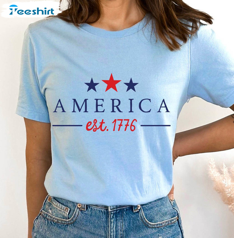 America Est 1776 Shirt, Patriotic Unisex T-shirt Crewneck