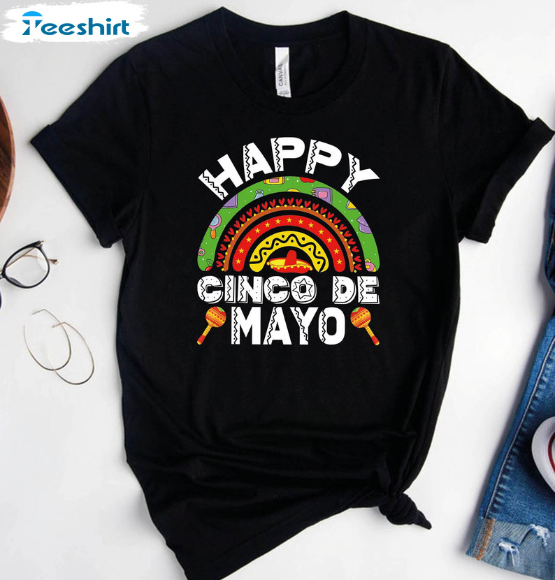 Happy Cinco De Mayo Rainbow Shirt, Mexican Fiesta Match Unisex Hoodie Crewneck