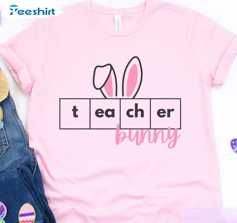 Teacher Bunny Shirt, Reading Teacher Spring Crewneck Sweatshirt